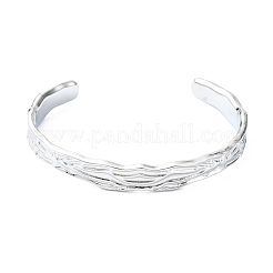 Braccialetti aperti testurizzati in acciaio inossidabile 304 anti-ossidazione per le donne&nbsp;STAS-B068-02P