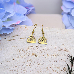 Pendientes colgantes de abanico de acero inoxidable 304 para mujer&nbsp;WG7EBCE-01