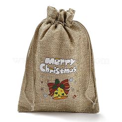 Bolsas de embalaje de arpillera impresas navideñas bolsas con cordón&nbsp;ABAG-Q053-02B-10