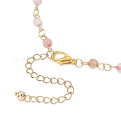 Chaînes de cheville à maillons ronds à facettes en acier inoxydable 304 et agate naturelle (teinte et chauffée)&nbsp;AJEW-AN00747-03