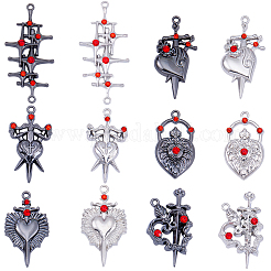 24 stücke 12 stile legierung strass stecker charme&nbsp;FIND-SC0022-21B