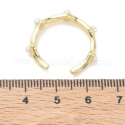 Bagues ouvertes en laiton et plastique ABS avec perle&nbsp;RJEW-Z145-07G
