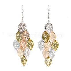 Boucles d'oreilles pendantes en forme de feuille en acier inoxydable 430&nbsp;EJEW-A137-06P-05