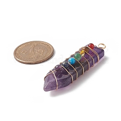 Pierres précieuses mixtes naturelles et synthétiques fil de cuivre enveloppé de gros pendentifs&nbsp;PALLOY-JF01977