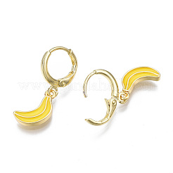 Aretes tipo argolla de latón y esmalte&nbsp;EJEW-T014-25G-NF