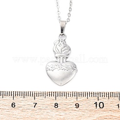 Collar con colgante de acero inoxidable 304 con espinas de fuego y el Sagrado Corazón de Jesús.&nbsp;NJEW-M096-14P
