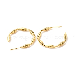 Aretes en forma de C texturizados con tornillos de latón&nbsp;EJEW-A066-02G
