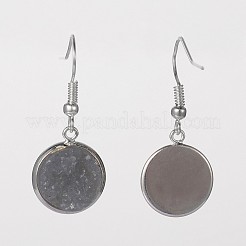 Orecchini pendenti in resina druzy piatta in ottone placcato color argento&nbsp;EJEW-JE01664