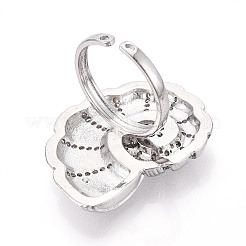 Bagues ouvertes réglables en laiton avec micro pavé de zircones cubiques pour femmes&nbsp;RJEW-N051-02P