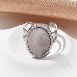 Anelli ovali in quarzo rosa naturale&nbsp;RJEW-M062-02P-15