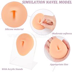 Display per parti del corpo del modello flessibile in silicone morbido con ombelico con supporti in acrilico&nbsp;ODIS-WH0002-21
