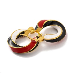 Orecchini a cerchio twist in ottone e smalto da donna&nbsp;EJEW-U015-16A-G