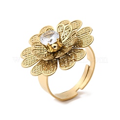 Verstellbare Manschettenringe aus Edelstahl 201 mit Pavé-Fassung und einzelnen Zirkonia für Damen&nbsp;RJEW-K318-02L-G