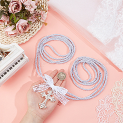 Brautschleier aus Polyester und Handgelenksanstecker aus Polyesterkordel für die Hochzeit&nbsp;HJEW-BC00090-02