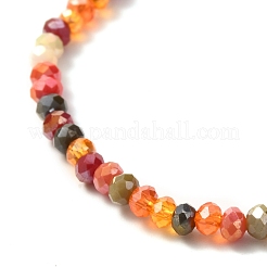 Bracciale elasticizzato con perle di vetro rotonde sfaccettate per ragazze adolescenti&nbsp;BJEW-JB07072-03