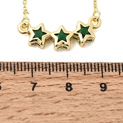 Collares con colgante de triple estrella de latón y vidrio&nbsp;KK-CBAB173-03G-05