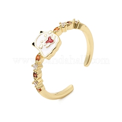 Manschettenringe aus Messing mit Mikropavé-Zirkonia für Damen&nbsp;RJEW-L336-01G-01