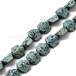 Fili di perle di roccia lavica naturale elettrodeposta&nbsp;G-Q1009-E01-01