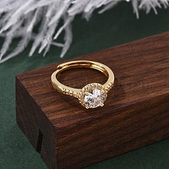 Messing-Fingerringe mit Mikropflaster und klarem Zirkonia für Damen&nbsp;RJEW-U049-06G