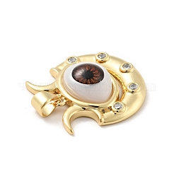 Malocchio con luna in ottone micro pavé pendenti in zirconi chiari&nbsp;KK-G419-10G