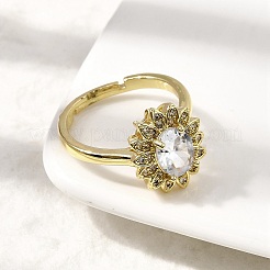 Fingerringe aus Messing mit Mikropavé-Kubikzirkonia für Damen&nbsp;RJEW-L130-005G