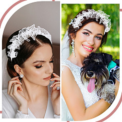 Stoff-Falten-Spitzen-Haarbänder für Frauen und Mädchen&nbsp;OHAR-WH0029-11A