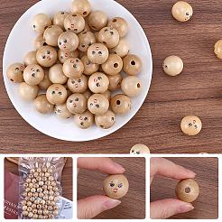 60 pièce de perles en bois naturel non finies&nbsp;WOOD-GF0002-21B