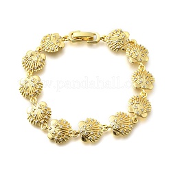 Bracelets de plage d'été en laiton micro pavé en zircone cubique transparente en forme de coquillage&nbsp;LS-BJEW-C118-02B-G