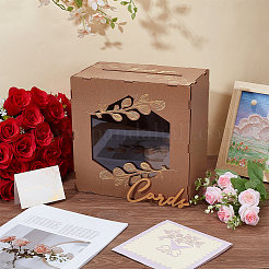 Aufbewahrungsboxen für Hochzeitskarten aus Holz mit sichtbarem Acrylfenster&nbsp;CON-WH0107-67