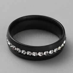 Edelstahl-Fingerring mit Kristall-Strass&nbsp;RJEW-WH0002-19B