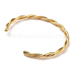 Ionenplattierung (IP) 304 Edelstahl gedrehte Seil Manschette Armreifen&nbsp;BJEW-P296-01G