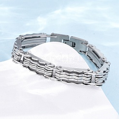 Bracelets à maillons ondulés en acier inoxydable 304 pour femmes et hommes&nbsp;BJEW-R018-07P