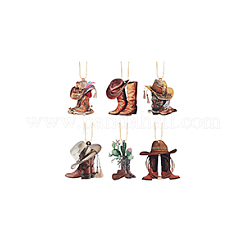 6 juego de 6 estilos de bota de vaquero acrílica para colgar en el coche.&nbsp;HJEW-GA0001-51