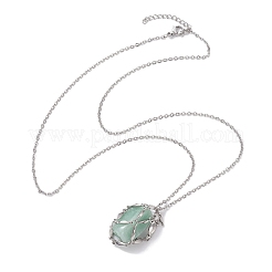 Collares con colgante de jaula de piedra de cristal&nbsp;NJEW-JN04756-03