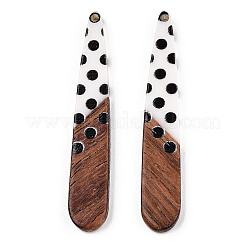 Pendentifs en résine opaque imprimée et bois de noyer&nbsp;RESI-TAC0017-55