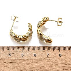 Orecchini a bottone da donna in ottone con micro pavé di zirconi trasparenti&nbsp;EJEW-U056-02A-G