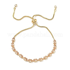 Verstellbare quadratische Gliederarmbänder aus Messing mit Mikropavé-Fassung aus Zirkonia&nbsp;KK-D112-01A-G
