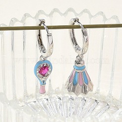 Boucles d'oreilles créoles en laiton avec micro pavé de zircone cubique pour femmes&nbsp;EJEW-A168-07P-02