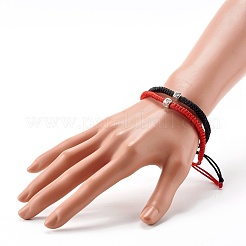 Würfel mit Herz Messing Micro Pave Zirkonia geflochtene Perlenarmbänder für Paare&nbsp;BJEW-JB06796