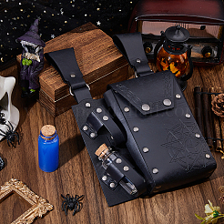 Rechteckige mittelalterliche Gürteltasche aus PU-Leder mit 2 Glastrankflasche&nbsp;AJEW-WH0752-297A