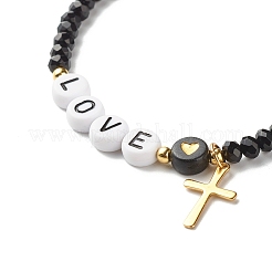 Pulsera de cuentas trenzadas con corazón de amor para niñas y mujeres.&nbsp;BJEW-JB06959-02