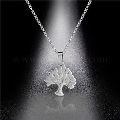 Collares con colgante de árbol de la vida de acero inoxidable 304 y cadena tipo caja para mujer&nbsp;WG20AFF-01