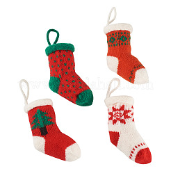 4 stücke 4 arten weihnachten polyester socken anhänger dekorationen&nbsp;AJEW-TA0003-29B