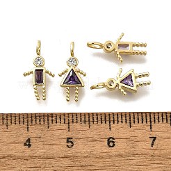 Pendentifs avec zircon cubiques à micro-pavés en laiton&nbsp;KK-D339-02G-06