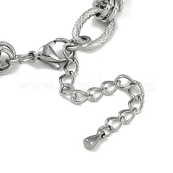 Bracciali in acciaio inossidabile 304 ovali e a maglie con nodi per uomo e donna&nbsp;BJEW-G725-02P