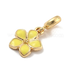 Breloques européennes en forme de fleur en émail&nbsp;FIND-B034-55G-04