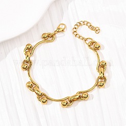 Pulseras de cadena de eslabones curvos de acero inoxidable 304 para mujer&nbsp;BJEW-F536-15G