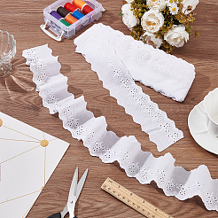 Garniture en dentelle de fleurs creuses brodées en coton&nbsp;OCOR-WH0003-047B