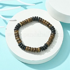 Natürliches Stretch-Armband aus Lavagestein und Kokosnuss-Scheibenperlen&nbsp;BJEW-JB09805
