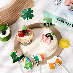 Kleeblatt-Kuchenaufsätze aus Papier zum Saint Patrick's Day&nbsp;AJEW-WH20022-29A